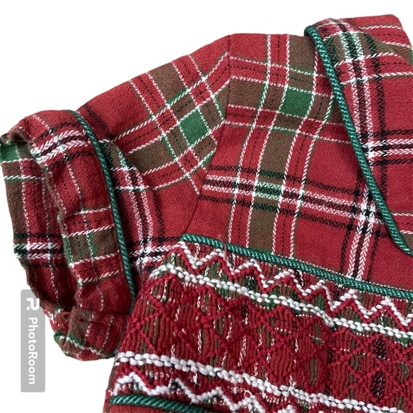Vintage Smocking Bird Plaid Jumper 18M 18 Mos Red Plaid Christmas - Picture 5 of 7